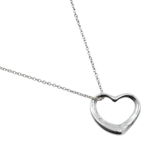 TIFFANY&Co. Open heart Necklace Elsa Peretti Silver925 heart 4.7g Women - Picture 1 of 10